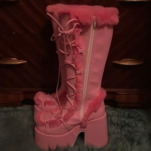 Pink Demonin platform boots